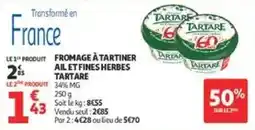 Auchan Supermarché TARTARE Fromage à tartiner ail et fines herbes offre
