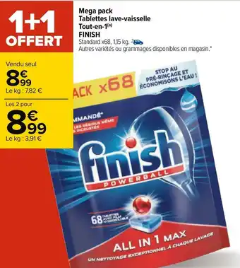 Carrefour Finish mega pack tablettes lave-vaisselle tout-en-1 offre