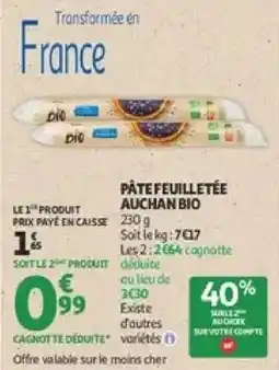 Auchan Supermarché AUCHAN BIO PÂTE FEUILLETÉE offre