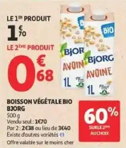 Auchan Supermarché BJORG BOISSON VÉGÉTALE BIO offre