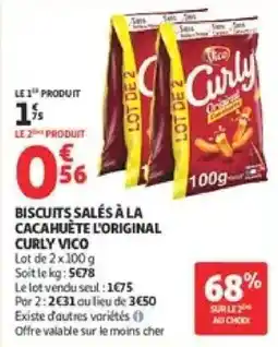 Auchan Supermarché VICO Biscuits salés à la cacahuète offre
