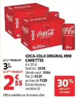 Auchan Supermarché Coca-Cola Original Mini Canettes offre