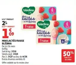 Auchan Supermarché Blédina Mini lactés fraise offre