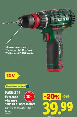Lidl Parkside perceuse-visseuse sans fil et accessoires offre