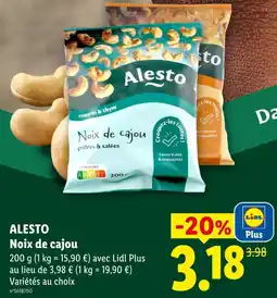 Lidl Alesto noix de cajou grillées & salées offre