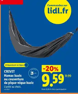 Lidl Crivit hamac basic ou couverture de pique-nique basic offre