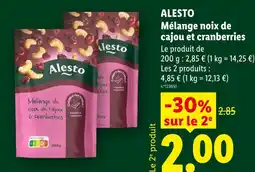 Lidl Alesto mélange noix de cajou et cranberries offre