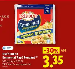 Lidl Président emmental râpé fondant offre