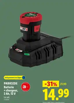 Lidl Parkside batterie + chargeur, 2 ah, 12 v offre