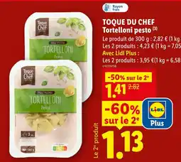 Lidl Toque du chef tortelloni pesto offre