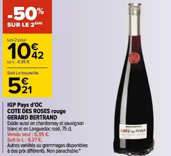 Domaine gerard bertrand igp pays d'oc cote des roses rouge gerard bertrand