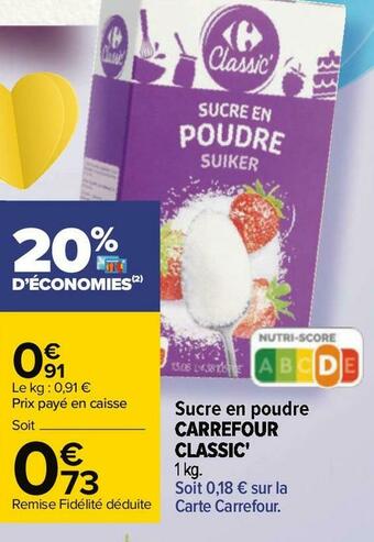 Carrefour Carrefour sucre en poudre offre