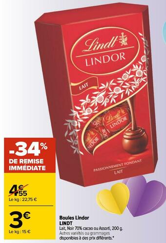 Carrefour Lindt boules lindor offre