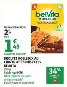 Auchan Supermarché Bellavita - biscuits moelleux au chocolat et noisettes offre