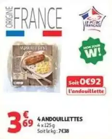 Auchan Supermarché 4 andouillettes offre