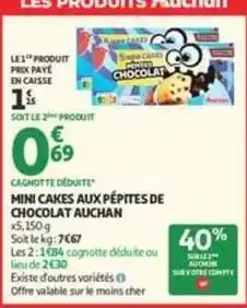 Auchan Supermarché Auchan - mini cakes aux pépites de chocolat offre
