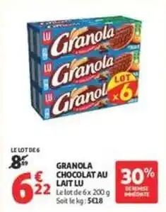 Auchan Supermarché Lu - granola chocolat au lait offre
