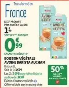 Auchan Supermarché Auchan - boisson végétale avoine barista offre