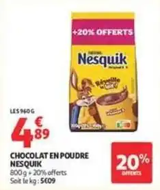 Auchan Supermarché Nestlé - chocolat en poudre nesquik offre