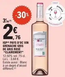 E.Leclerc Express Igp pays d'oc vin grenache gris de gris rose offre