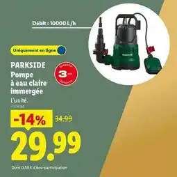 Lidl Parkside - pompe à eau claire immergee offre