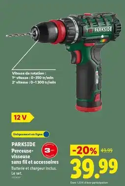 Lidl Parkside - perceuse- visseuse sans fil e accessoires offre