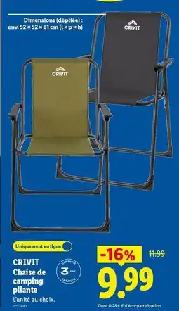 Lidl Crivit - chaise de camping plante offre