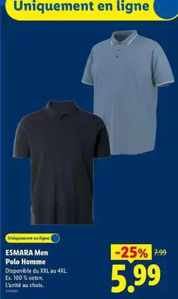 Lidl Esmara - man polo homme offre