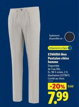 Lidl Esmara - man pantalon chino homme offre