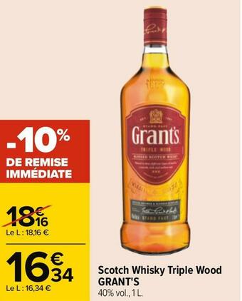 Carrefour Grant's scotch whisky triple wood offre