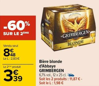 Carrefour Grimbergen bière blonde d'abbaye offre