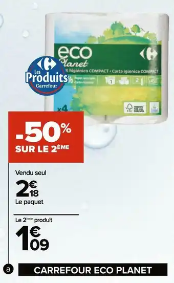 Carrefour Carrefour eco planet papier toilette compact blanc offre