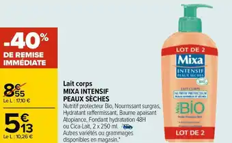 Carrefour Mixa lait corps intensif peaux sèches offre