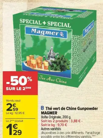 Carrefour Magmer thé vert de chine gunpowder offre