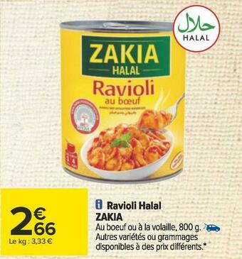 Carrefour Zakia ravioli halal offre