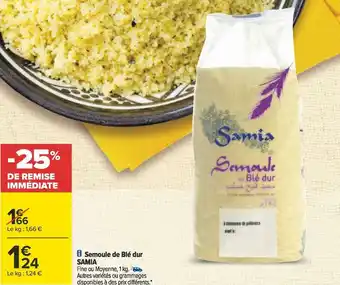 Carrefour Samia semoule de blé dur offre