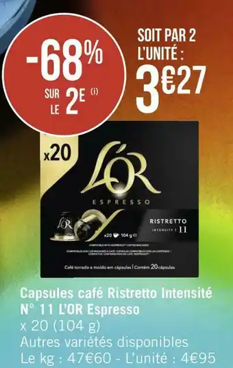 Géant Casino L'or capsules café ristretto intensité n° 11 espresso offre