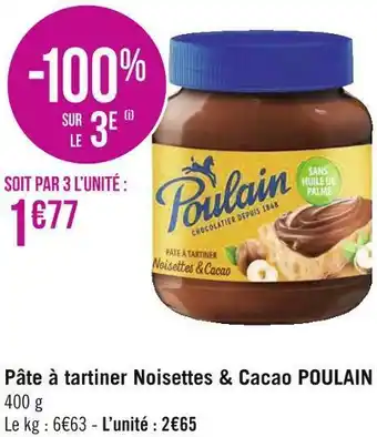 Géant Casino Poulain pâte à tartiner noisettes & cacao offre