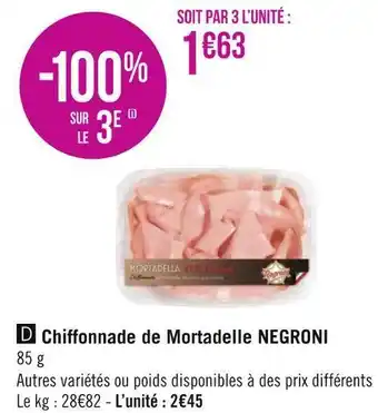 Géant Casino Negroni chiffonnade de mortadelle offre