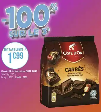Géant Casino Côte d’or carrés noir noisettes offre