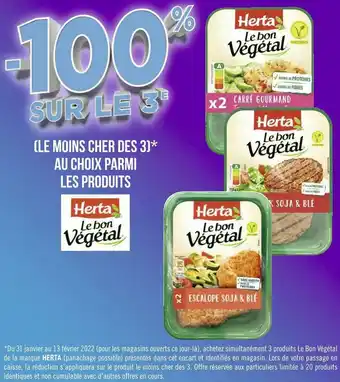 Géant Casino Herta bon plan sur les produits de la marque herta le bon végétal offre