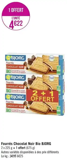 Géant Casino Bjorg fourrés chocolat noir bio offre