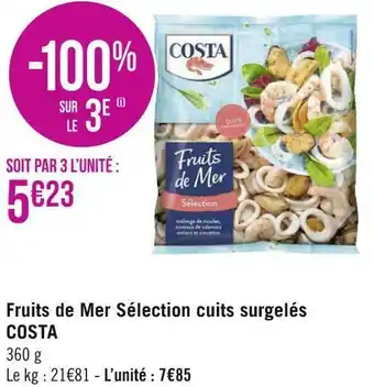 Costa fruits de mer sélection cuits surgelés
