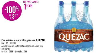 Géant Casino Quezac eau minérale naturelle gazeuse offre