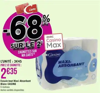 Géant Casino Casino essuie-tout maxi absorbant blanc offre