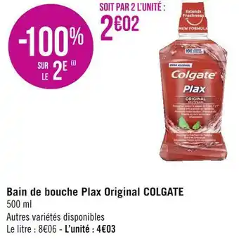 Géant Casino Colgate bain de bouche plax original offre