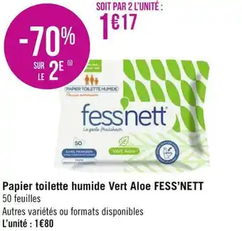 Géant Casino Fess’nett papier toilette humide vert aloe offre