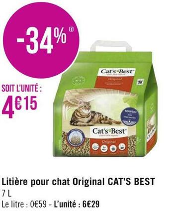 Géant Casino Cat’s best litière pour chat original offre