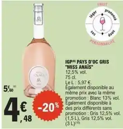 E.Leclerc Igp pays d'oc gris miss anais offre