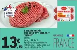 E.Leclerc Bigard - 8 steaks haches pur beuf 15% mat.gr offre